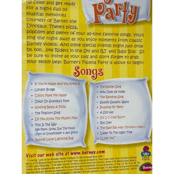 Barneys Pajama Party (VHS, 2001) Clam Shell Purple Case - Picture 6 of 6